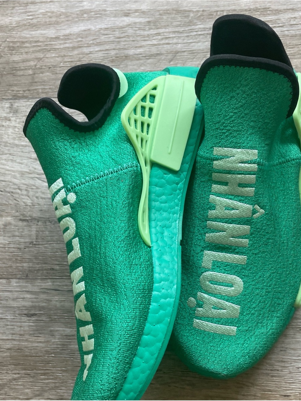 Adidas NMD Hu Human Race Pharrell Shoes Mens Womens Green Complexland Sneakers - Picture 5 of 15